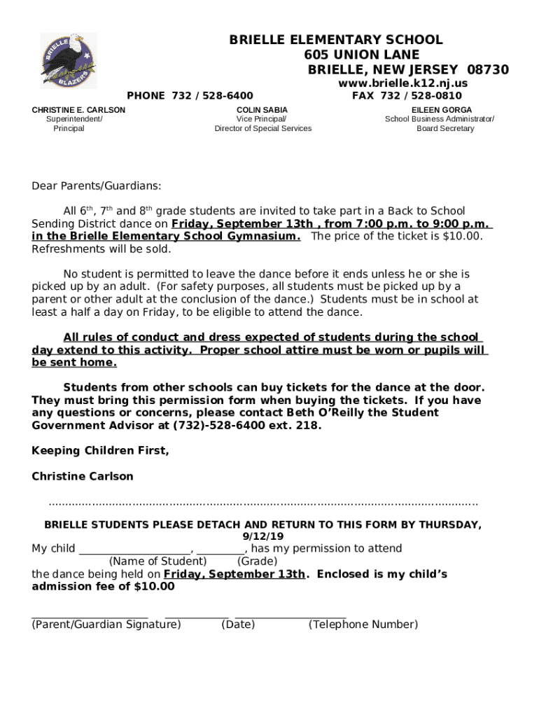 Brielle Boro School District Education Doc Template pdfFiller