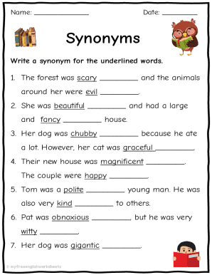 Fillable Online Grade 4 & 5 Adjective WorksheetsEnglishFree Printable ...