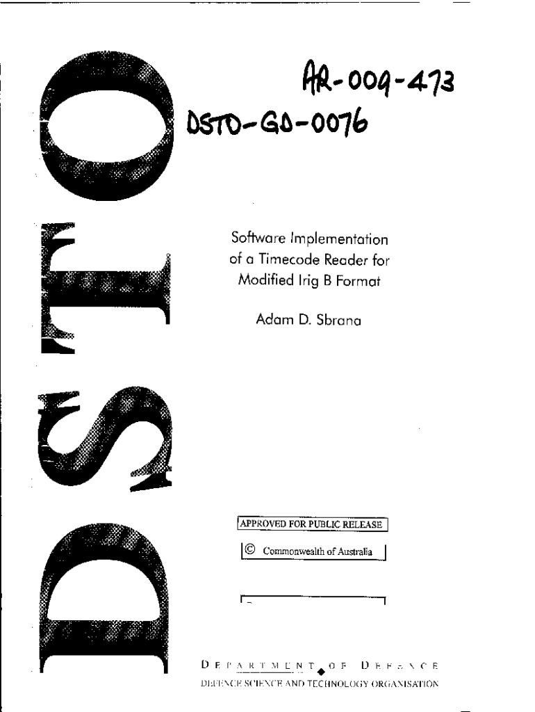 Fillable Online Software Implementation of a Timecode Reader for Modified Irig B Format