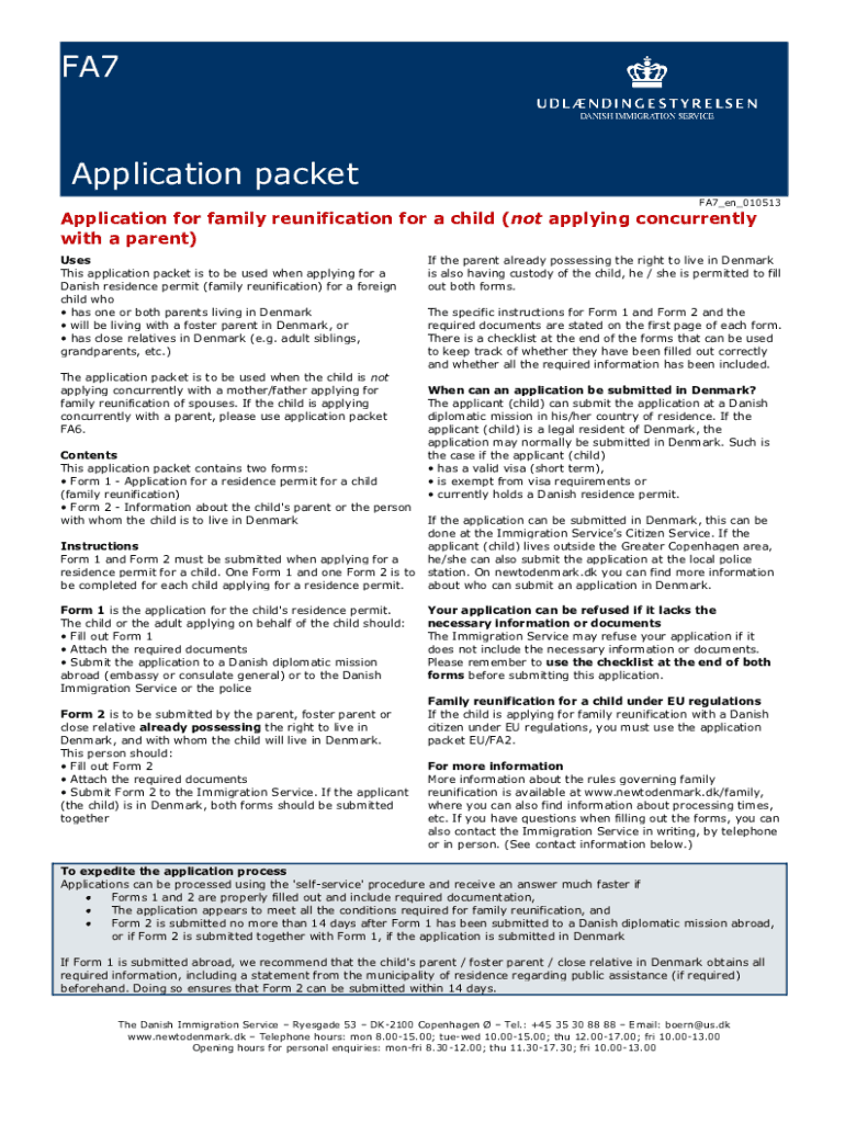 Fillable Online Application for family reunification for children Fax