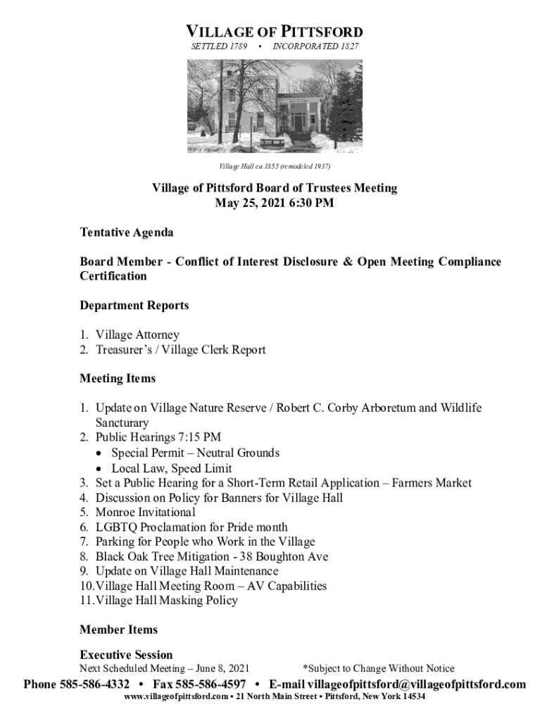 Fillable Online Board Members Village of Pittsford, New York Fax