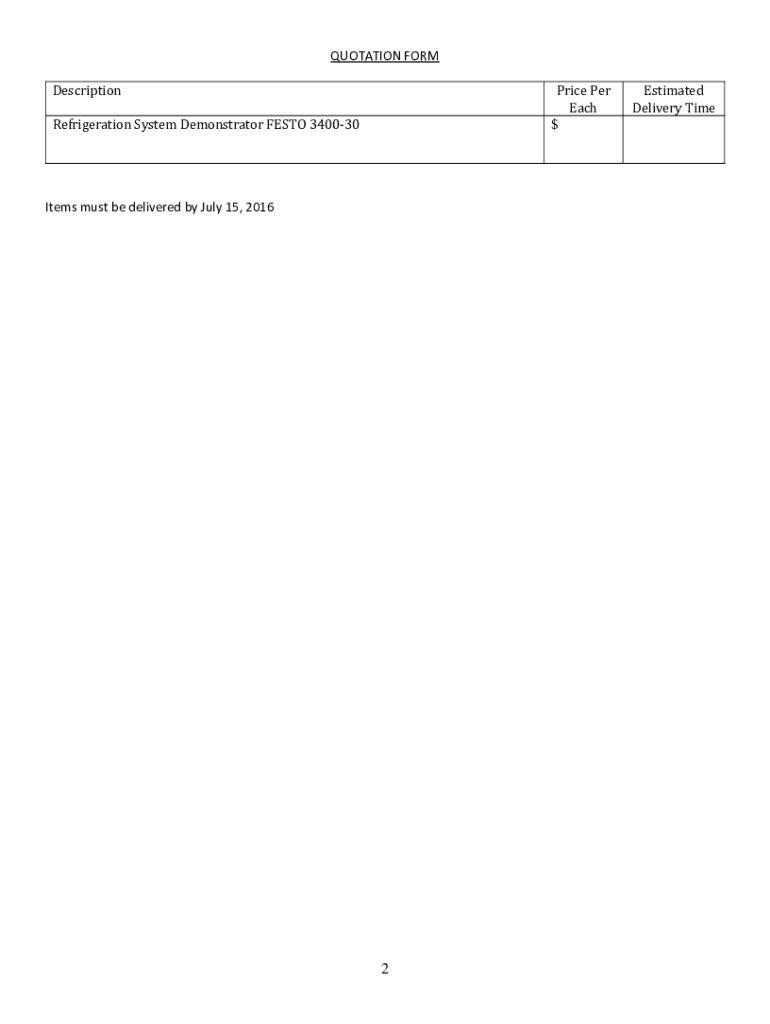 Fillable Online Request for Quotes Refrigeration System Demonstrator 38