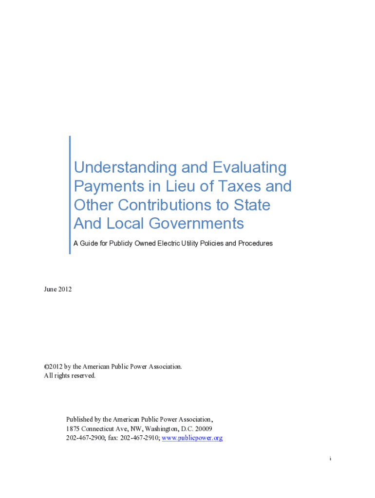 Fillable Online Understanding and Evaluating Payments in Lieu of Taxes