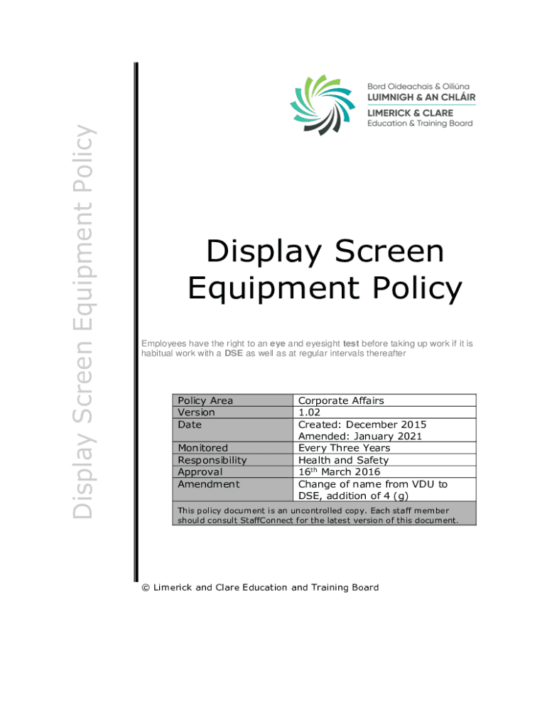Fillable Online Display screen equipment Safety Office University
