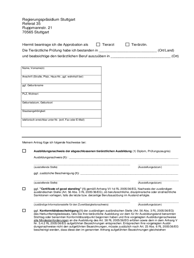 Ausfüllbar Online Formular Antrag Approbation Fax Email Drucken pdfFiller
