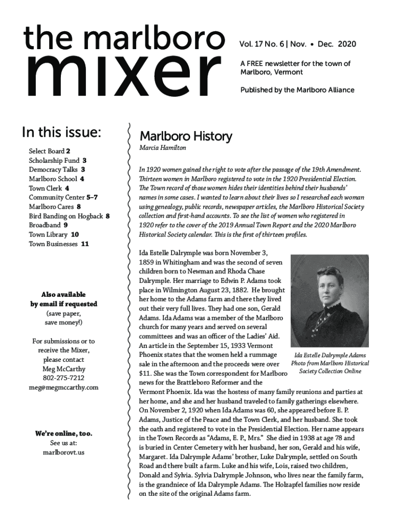 Fillable Online Marlboro Vermont Message Board Fax Email Print pdfFiller