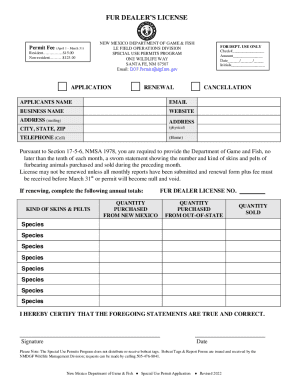 Fillable Online Fur Dealers Permit Application Renewal Form Fax Email ...