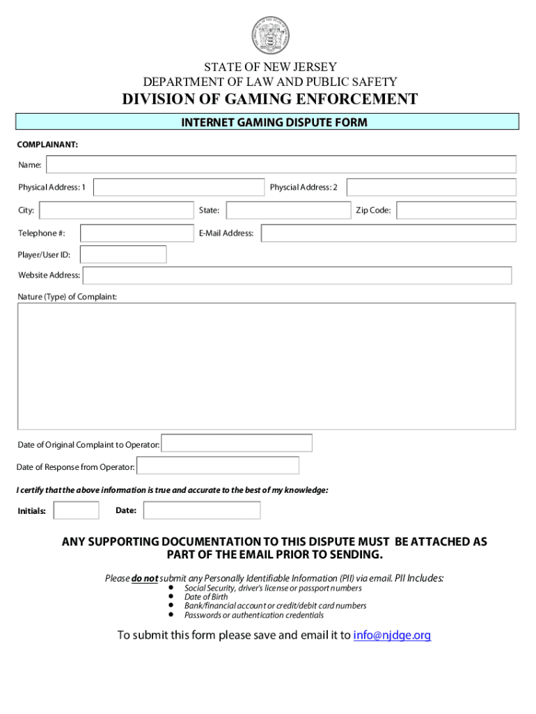 pa gaming commission complaint Preview on Page 1