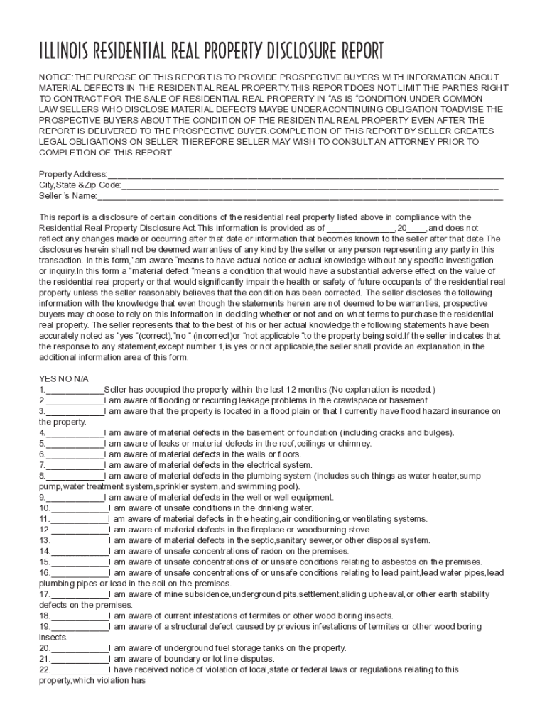 Fillable Online Illinois Real Estate Disclosure Form 2023 Fill Online