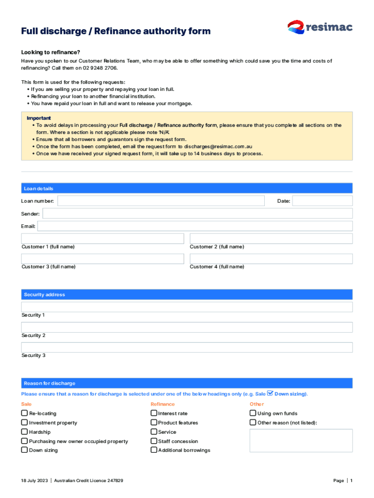 Mortgage Discharge Forms Preview on Page 1