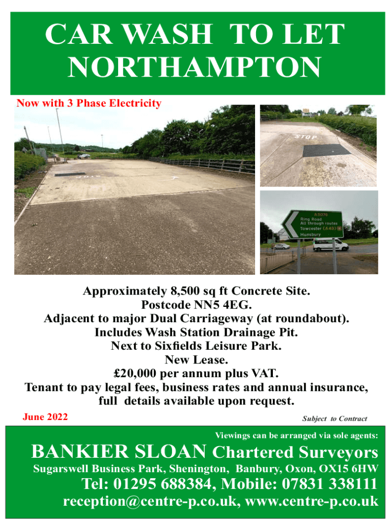 Fillable Online CAR WASH TO LET NORTHAMPTON Fax Email Print pdfFiller