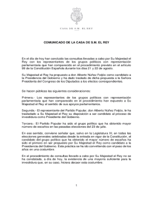 Comunicado de la casa de s.m. el rey