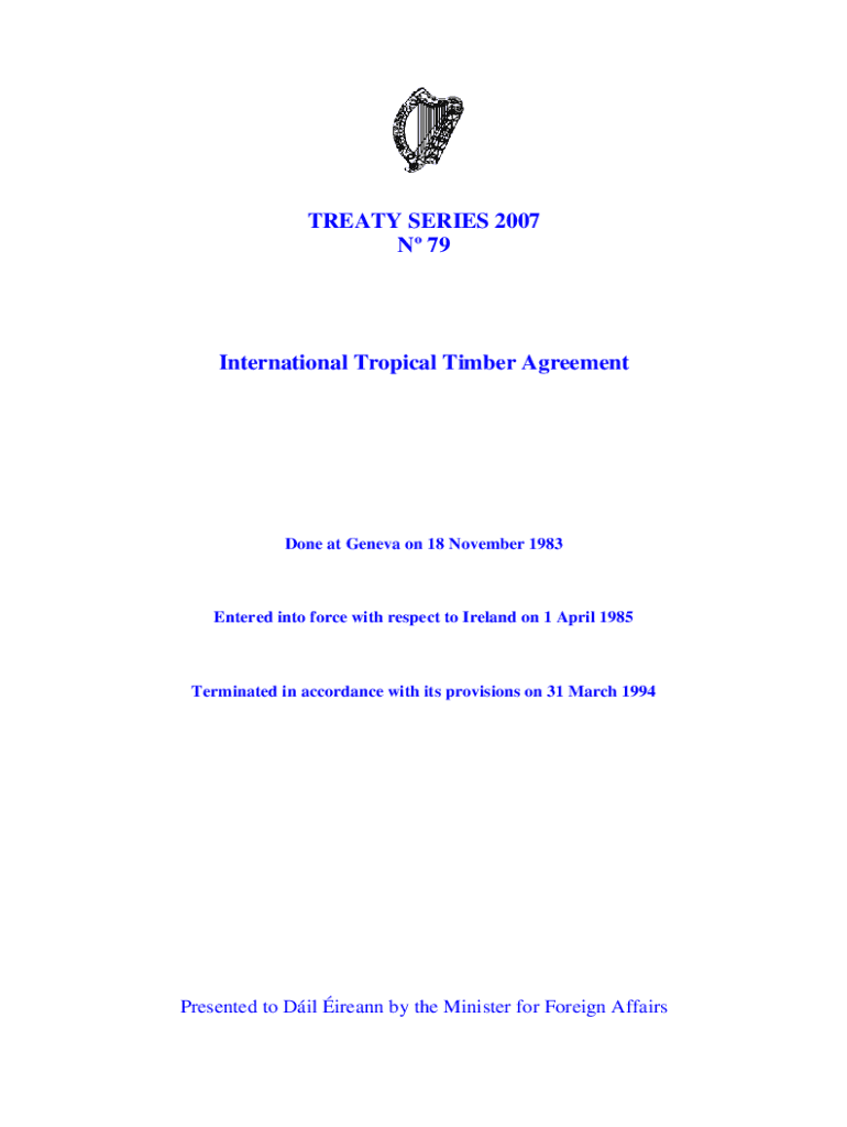 Fillable Online International Tropical Timber Agreement Fax Email Print