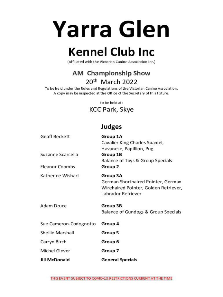 Fillable Online Yarra Glen Fax Email Print pdfFiller