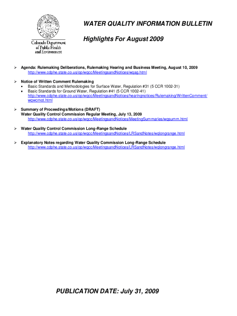 Fillable Online Water Quality Standards Regulations ColoradoUS EPA Fax Email Print pdfFiller