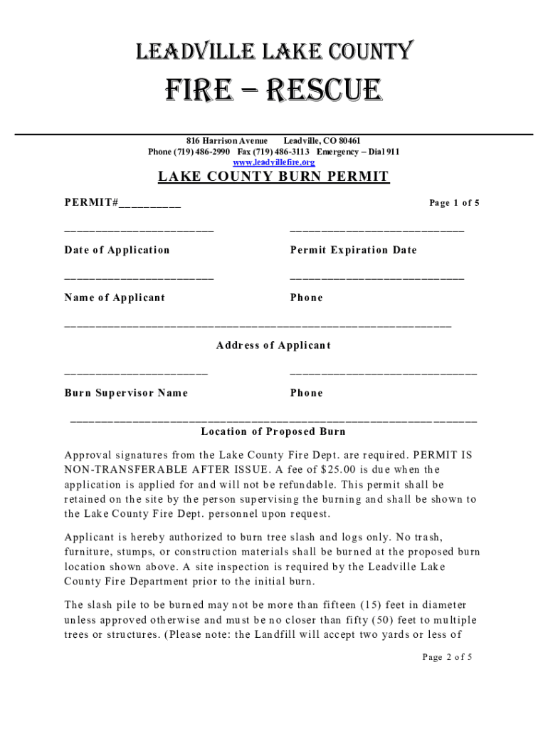 Fillable Online LAKE COUNTY BURN PERMIT(1) (1).pdf Fax Email Print