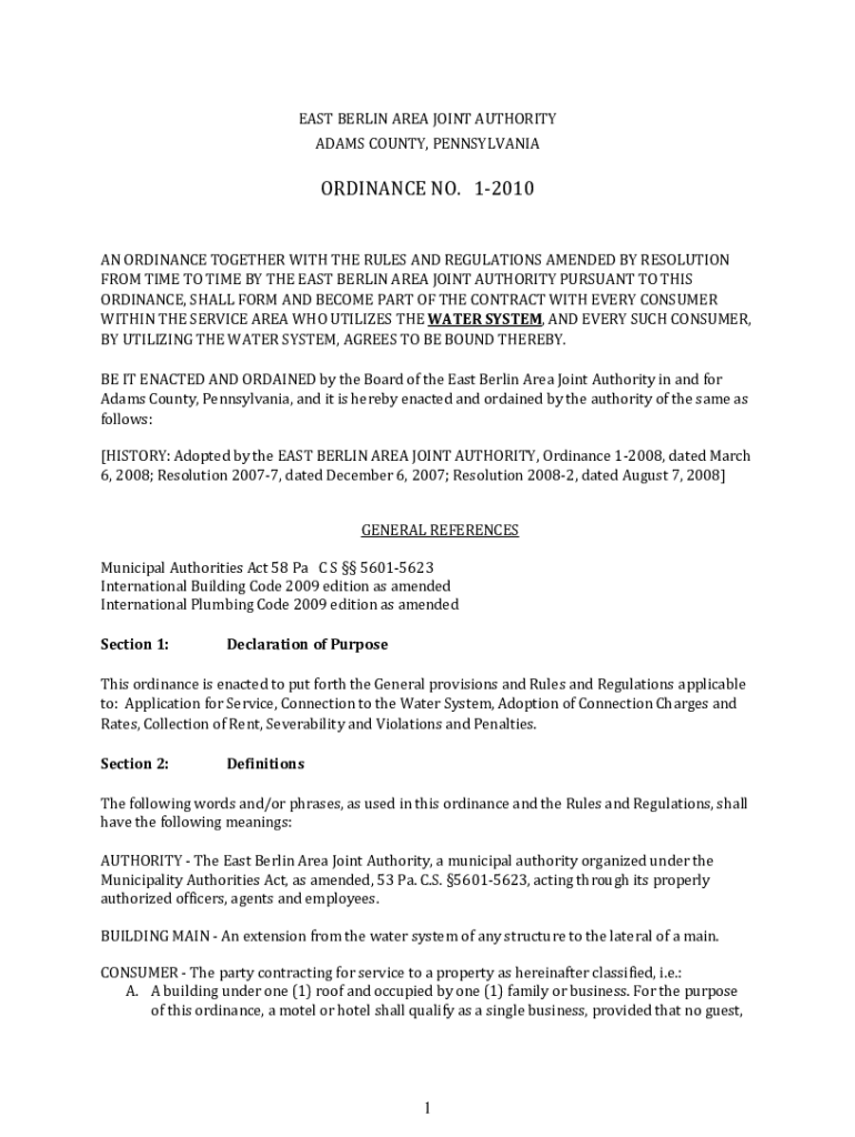 Fillable Online Borough of East Berlin, PA Authorities, Municipal