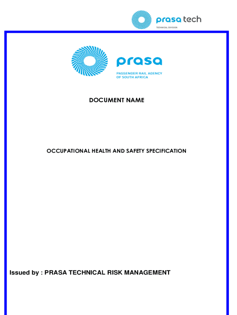 Fillable Online occupational health and safety specification annexure 6