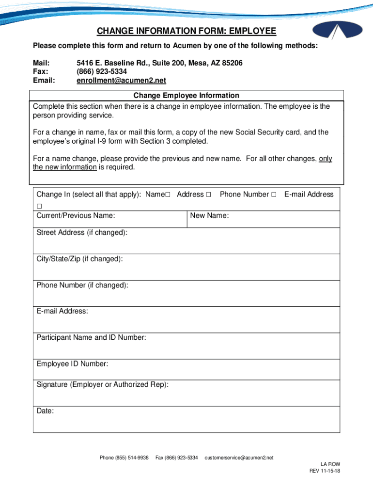 Fillable Online CHANGE INFORMATION FORM MEMBER or EMPLOYER Fax