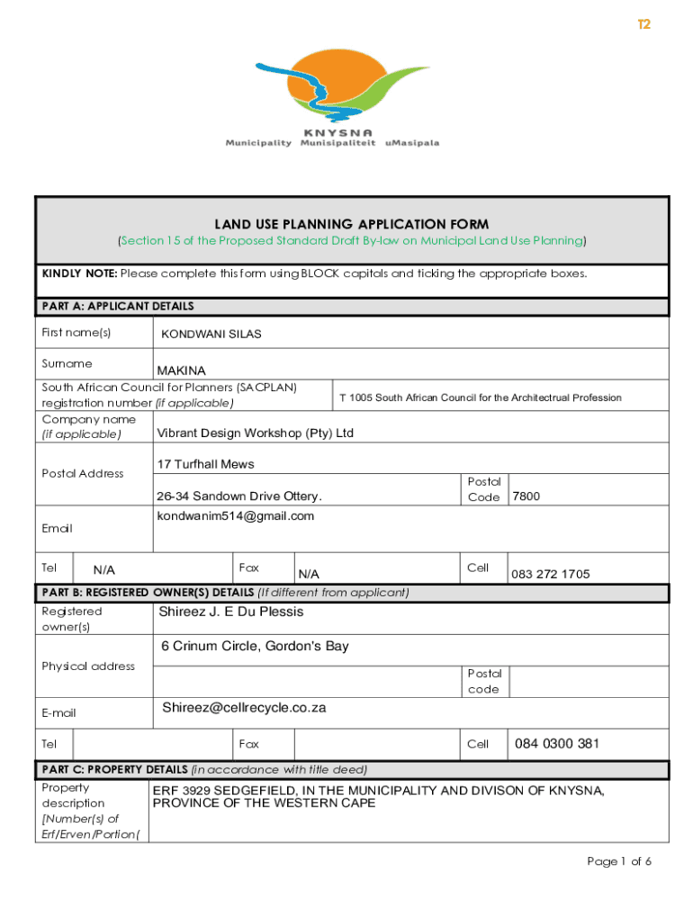 Fillable Online PLANNING APPLICATION FORM Case No. Fax Email Print