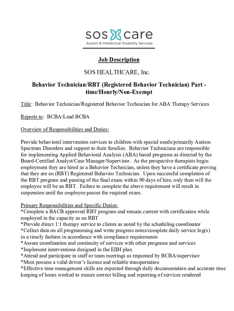 Fillable Online Action Behavior Centers ABA Therapy for Autism