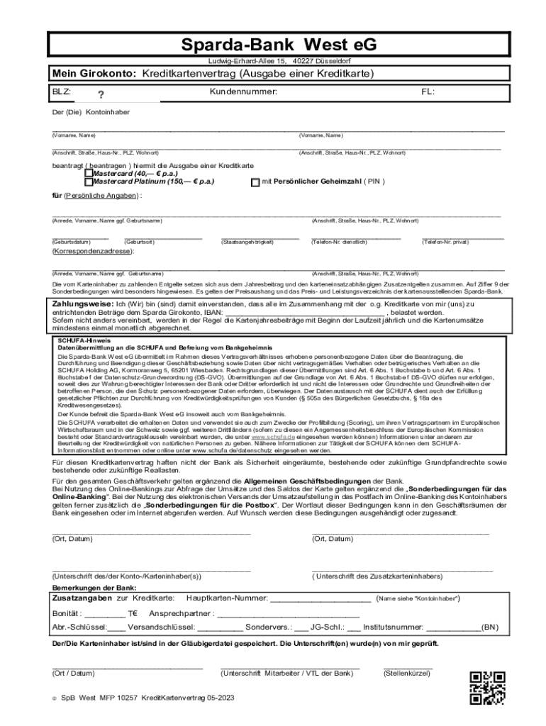 Ausfüllbar Online SpardaBank West eG Fax Email Drucken pdfFiller