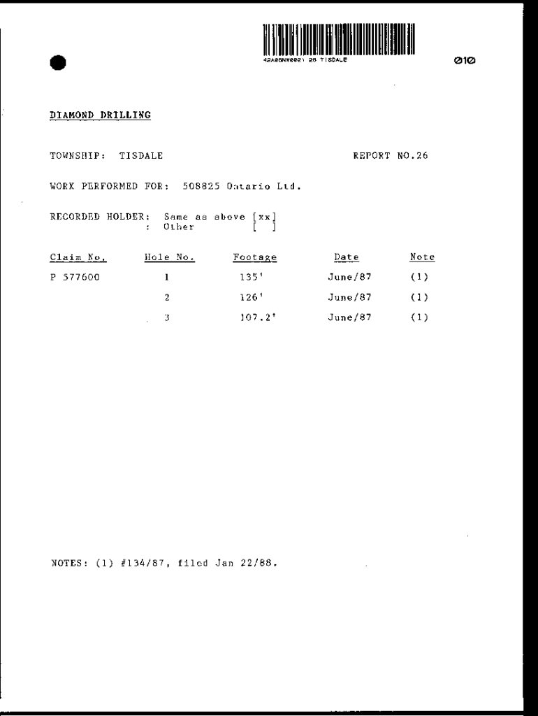 Fillable Online DD RPT 26 TISDALE Geology Ontario Fax Email Print