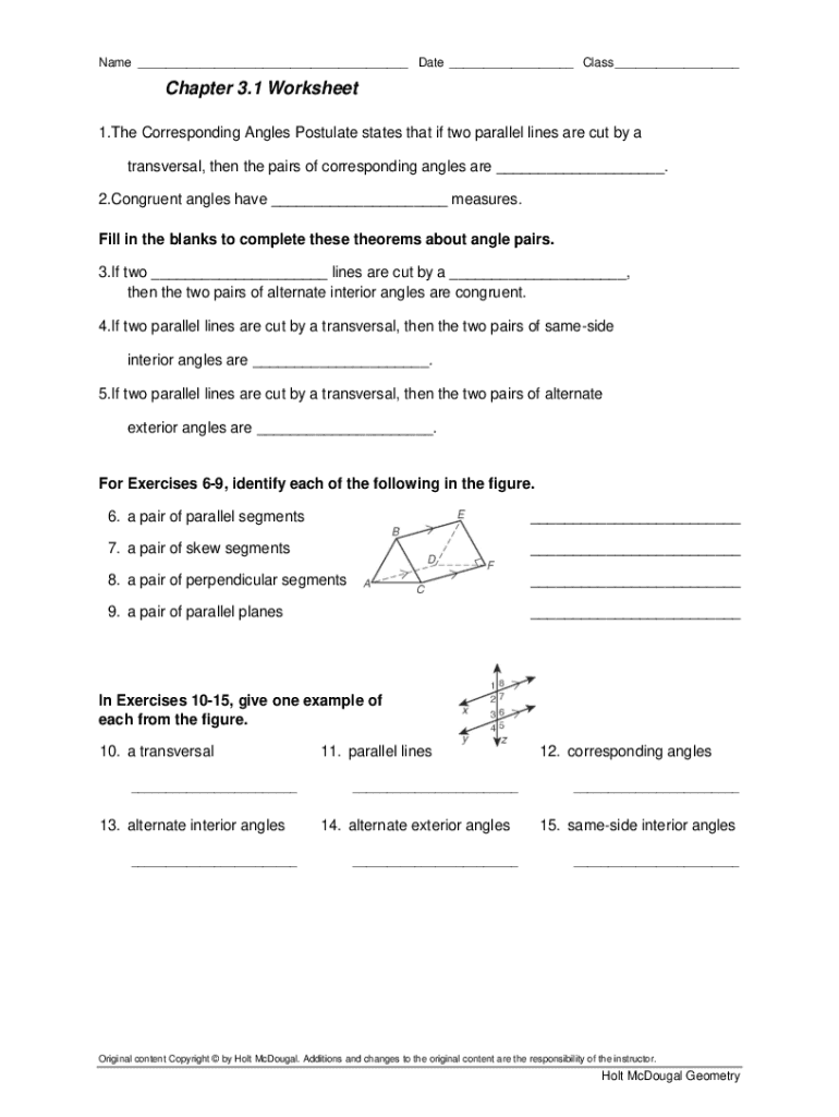 Fillable Online Parallel Lines And Transversals Worksheet Answers Fax