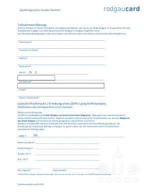 Rodgaucard Participation Agreement