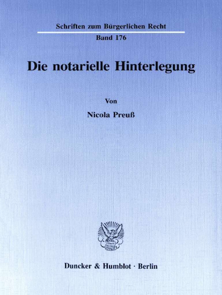 Ausfüllbar Online Die notarielle Hinterlegung Fax Email Drucken - pdfFiller
