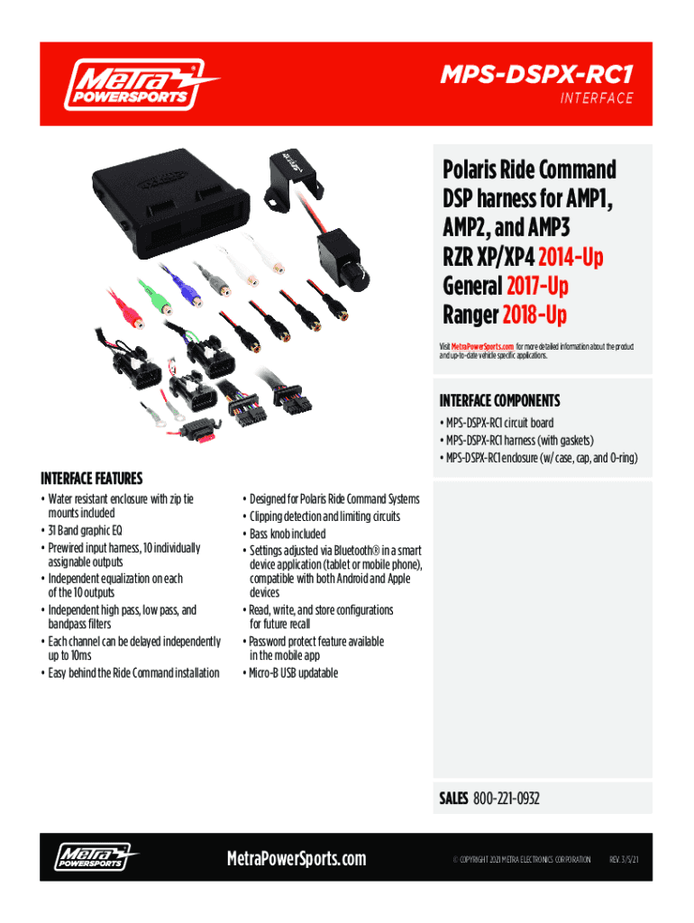 Fillable Online Polaris Ride Command 7" Display AddOn Amplifier