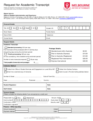Fillable Online Request for Academic Transcript Form.pdf Fax Email ...