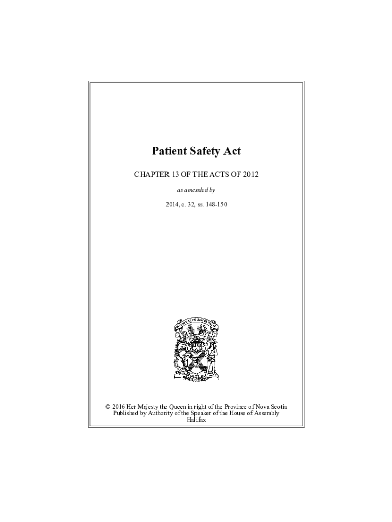 Fillable Online The Patient Safety Act PMC Fax Email Print pdfFiller