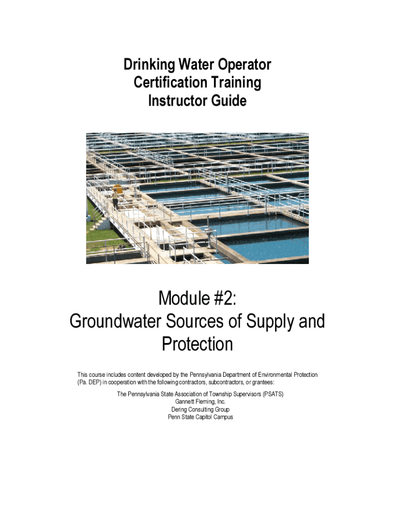 Fillable Online files dep state pa Water Treatment Plant Operations