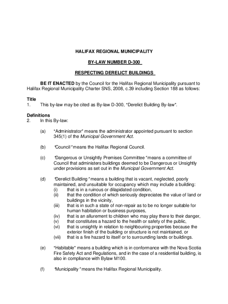 Fillable Online Search for 'bylaw'Halifax Regional Municipality Fax Email Print pdfFiller