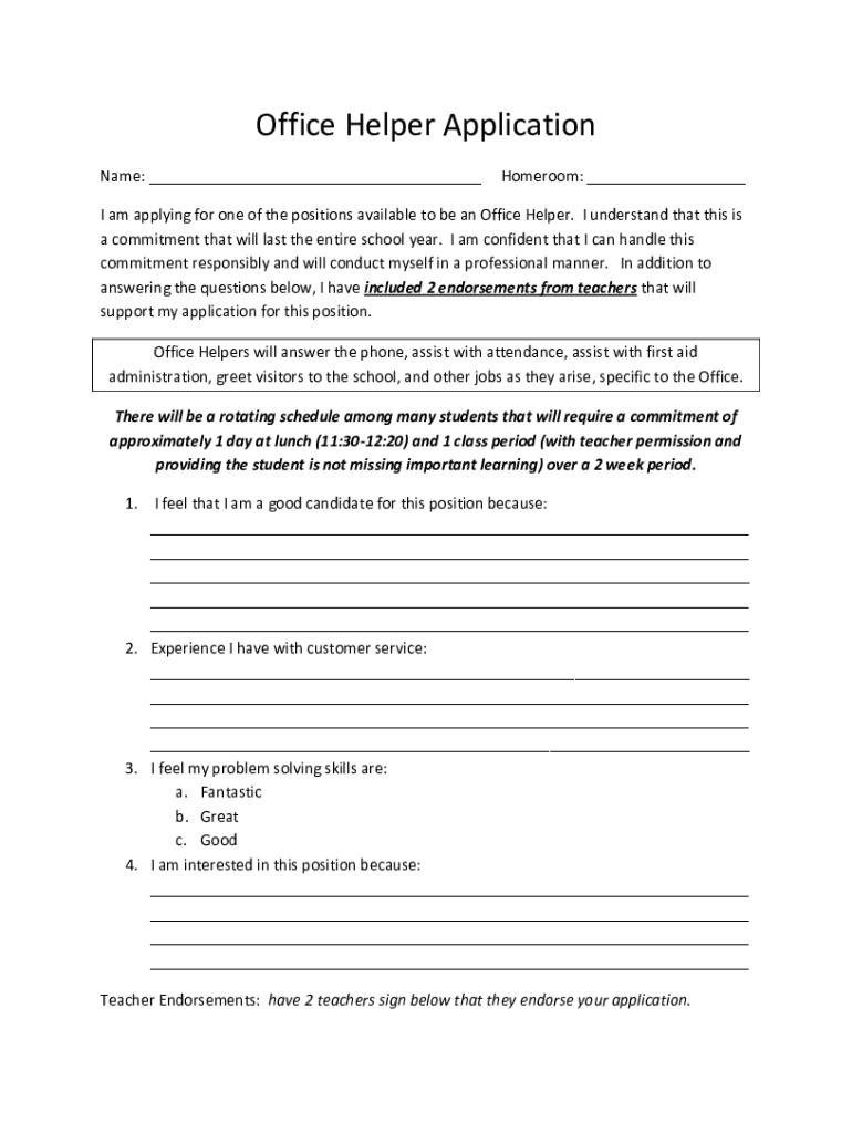 Fillable Online Office Helper Application Fax Email Print pdfFiller