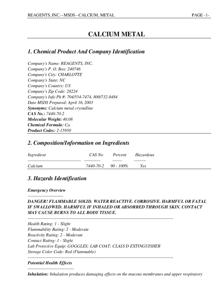 Fillable Online Reagents and Laboratory Chemicals Suppliers in North