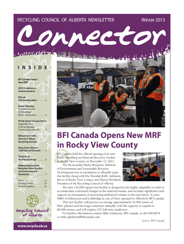 Fillable Online City of Lethbridge Opens New Material Recovery Facility Fax Email Print pdfFiller