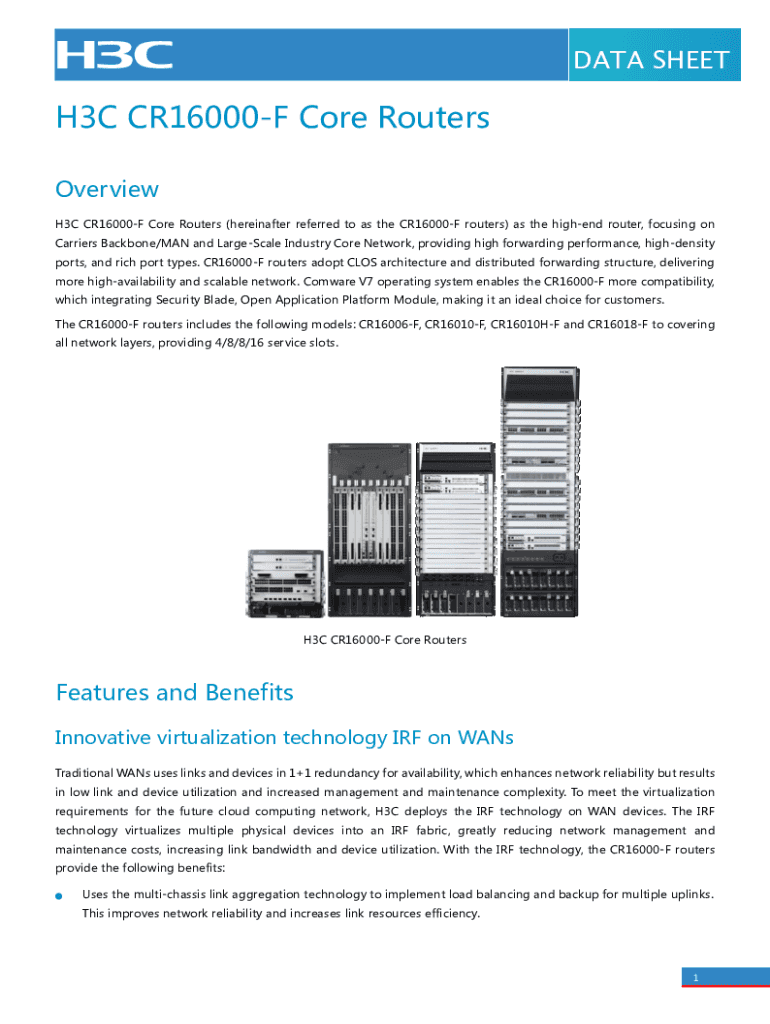 Fillable Online H3C CR16000F Routers Universal Open Application