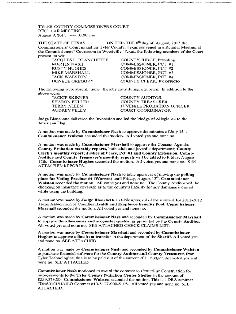 Fillable Online Fannin County Commissioners Court asks for firewatch