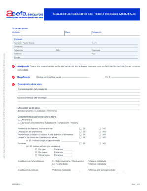 Solicitud de seguro ramo todo riesgo montaje SPN-FDTD-38