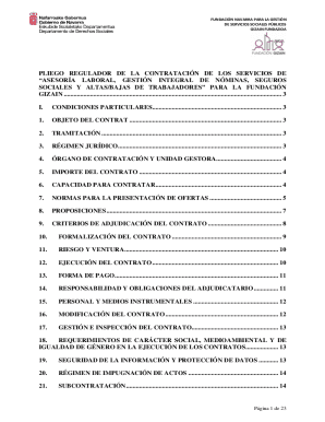 Pliego regulador de la contratacin de los servicios de