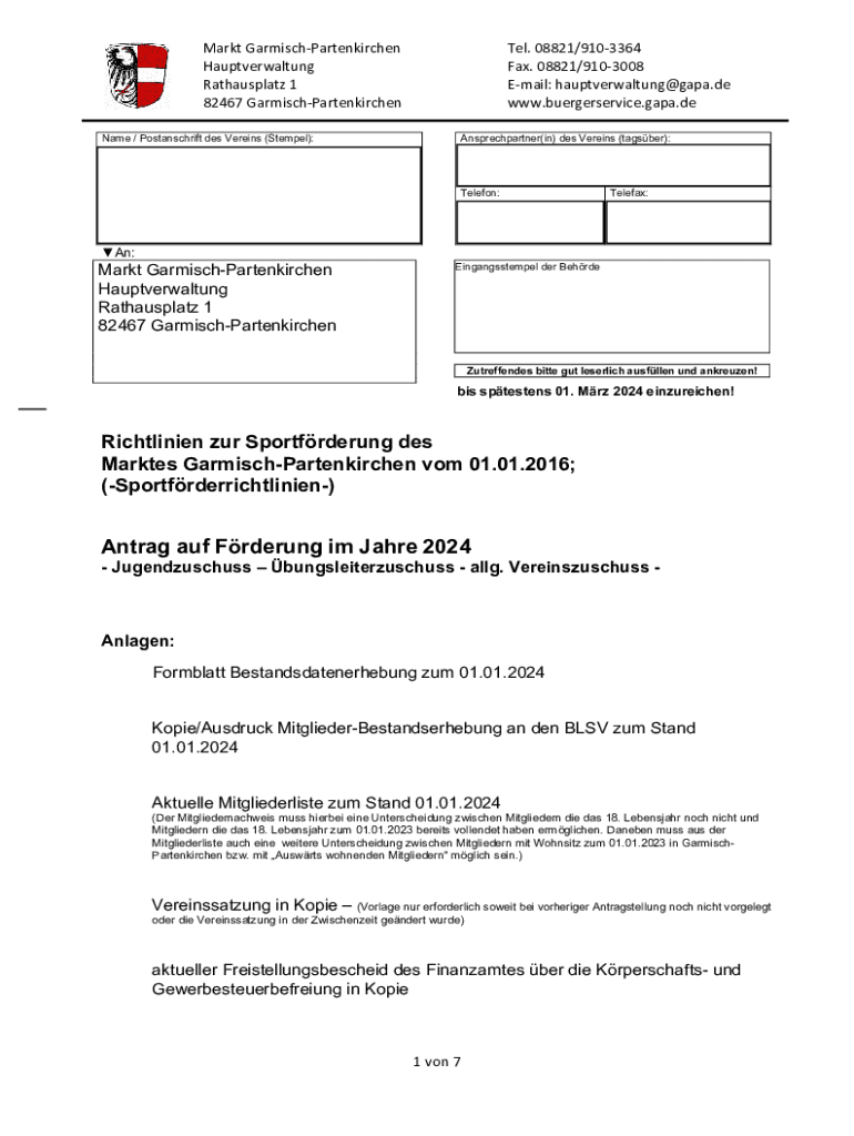 Ausfüllbar Online buergerservice gapa Antrag auf Frderung im Jahre 2024