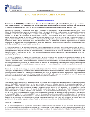 Resolucin de 14/12/2011, de la Direccin General de Infraestructuras y Desarrollo Rural, por la que se convocan, para el ao 2011, las ayudas para el aumento del valor aadido de los productos agrcolas y el fomento de