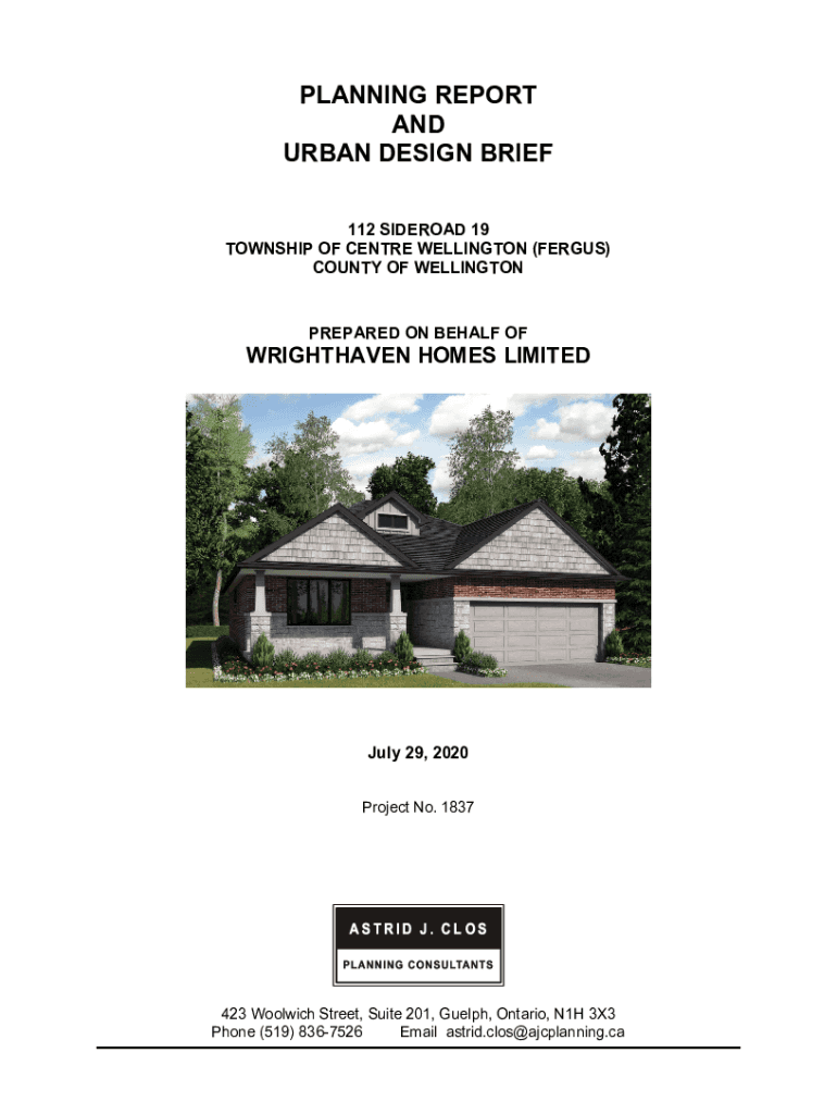 Fillable Online PLANNING REPORT AND URBAN DESIGN BRIEF Fax Email Print pdfFiller