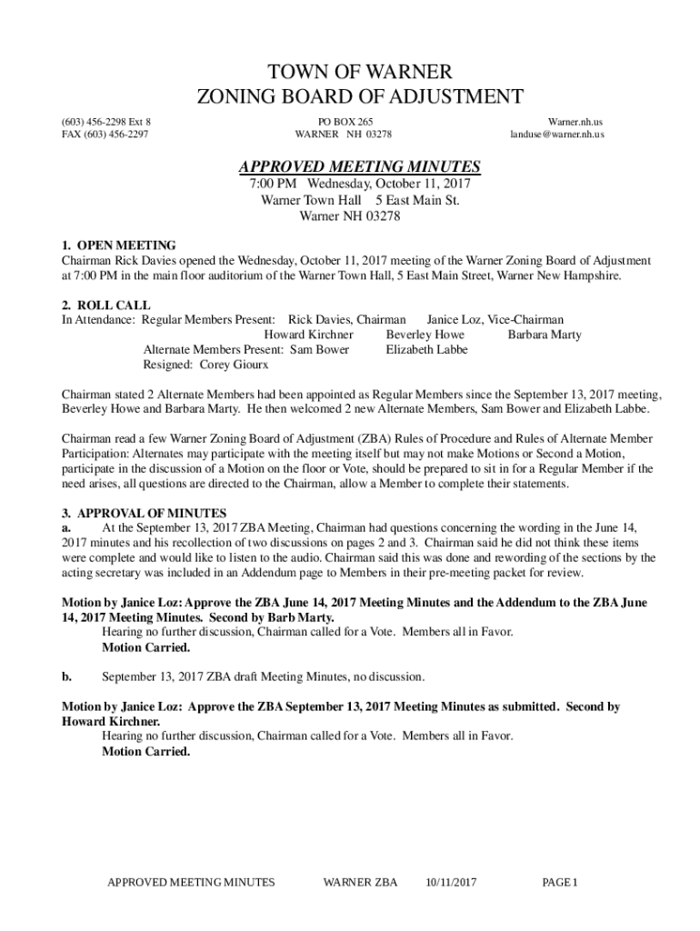 Fillable Online warner nh Blanchette Lubien Variance Application Map 30