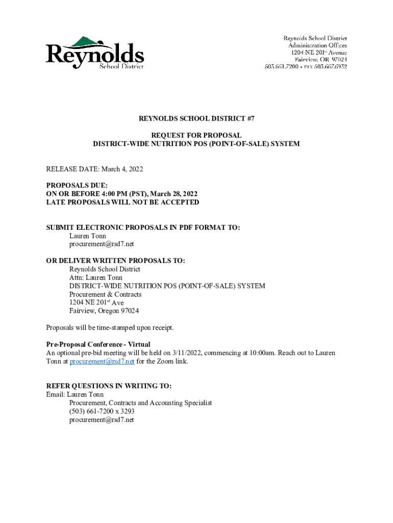 Fillable Online Reynolds School District Schools Guide The