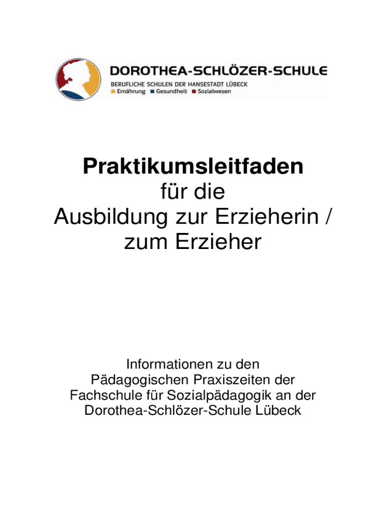 Schriftliche Prüfung Erzieher Musterlösung Ausfüllbar Online Praktikumsleitfaden fr die Ausbildung zur Erzieherin