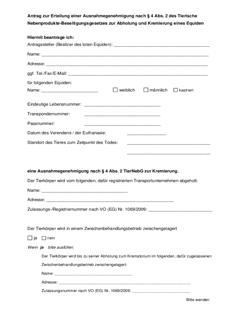 Ausfüllbar Online Antrag zur Erteilung einer Ausnahmegenehmigung nach... Fax Email Drucken
