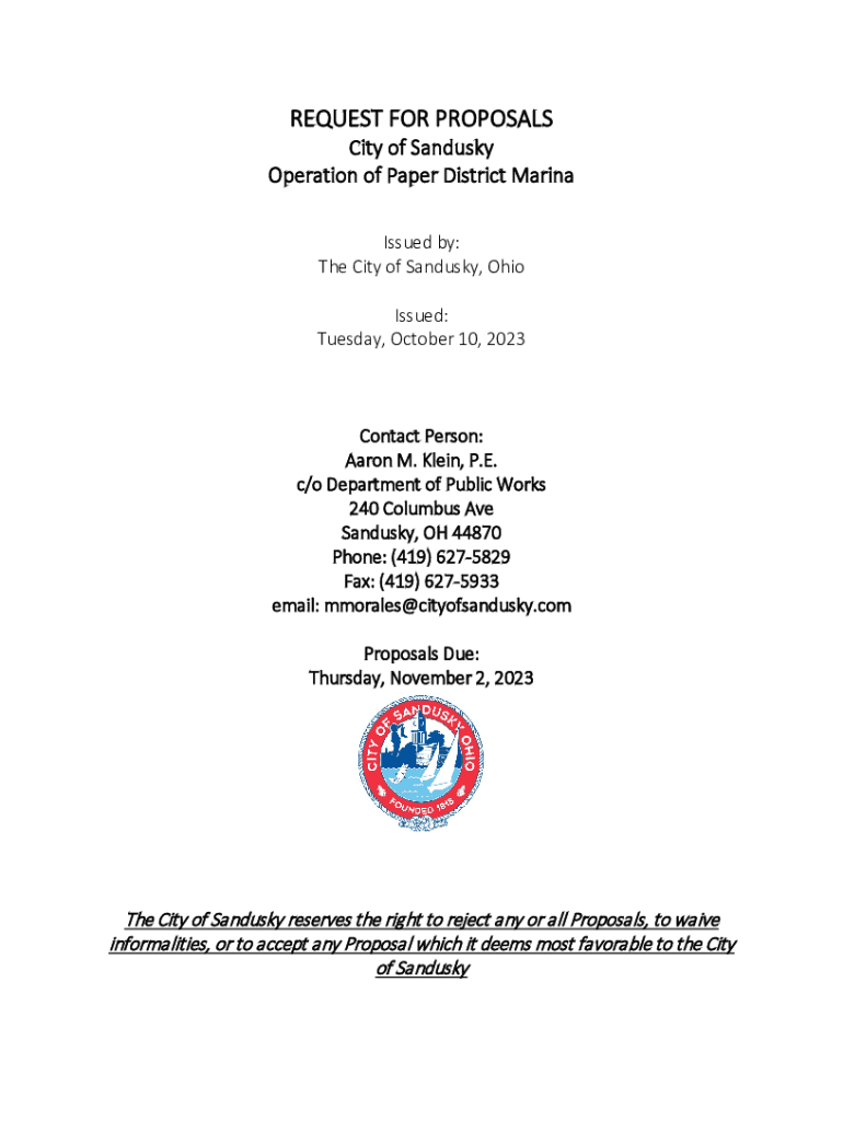 Fillable Online Operation of Paper District Marina Sandusky, Ohio Fax